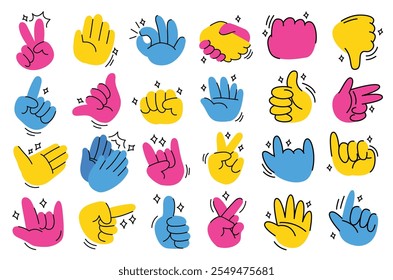 Hand drawn doodle set hand sign collection illustration