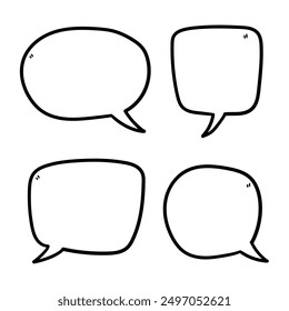 Dibujado a mano doodle conjunto de burbujas de discurso aislado sobre fondo blanco. Ilustración vectorial.