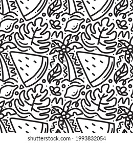 Hand drawn doodle set summer on the beach with icons and design elements
