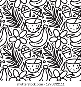 Handgezeichnete Doodle setzen Sommer am Strand mit Symbolen und Design-Elementen