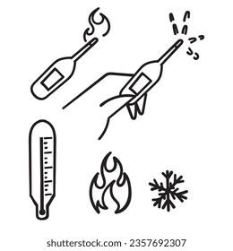 hand drawn doodle Set of Temperature Related illustration