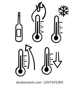 hand drawn doodle Set of Temperature Related illustration