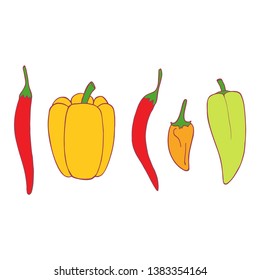 Hand drawn doodle set of vector isolated set of pepper, great design for any purposes.
