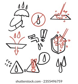 handgezeichnete Doodle Set mit wasserbeständiger Abbildung