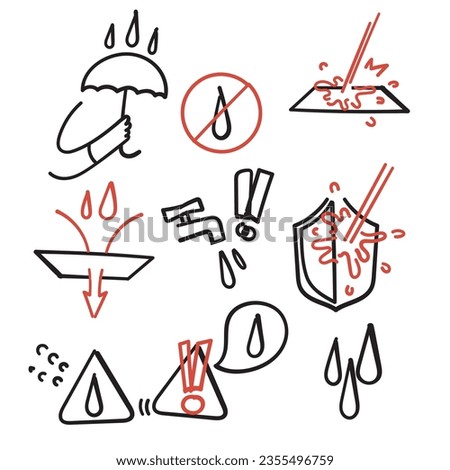 hand drawn doodle Set of Waterproof Related illustration