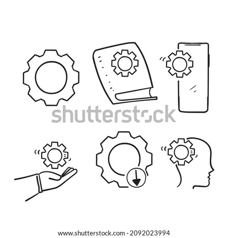 hand drawn doodle setting and option related illustration vector isolated icon