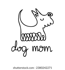 Hand drawn doodle shaggy dog with text DOG MOM. Perfect print for tee, poster, card, sticker. Vector illustration for decor and design.


