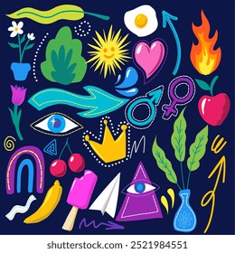 Hand drawn doodle shape, pop colorfull cute shape suitable for poster, flyer, and many graphic design needs