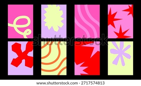 Hand drawn doodle shapes poster set with organic curves and playful abstract forms. Contemporary vector art for wall decor and branding