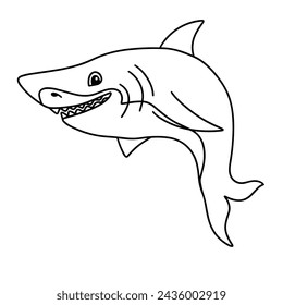 Hand drawn doodle shark icon. Outline family clipart. Hand drawn vector art.