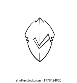 hand drawn doodle shield and checklist symbol for protection icon illustration vector