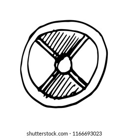 Hand drawn doodle of shield.Perfect for invitation, greeting card, coloring book, textile print.