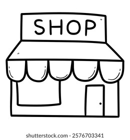 Hand drawn doodle shop or store isolated on white background. Vector illustration.