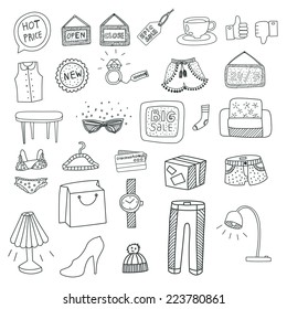 Hand Drawn Doodle Shopping Icons