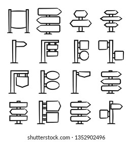 hand drawn and doodle signage, signpost icons set