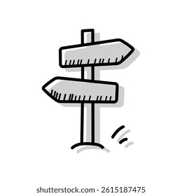 Hand drawn doodle signpost treads isolated on a white background