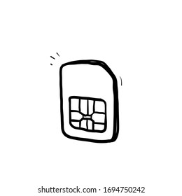 hand drawn doodle simcard illustration icon isolated