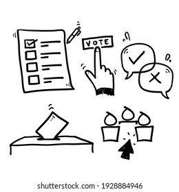 hand drawn doodle Simple Set of Voting Related Vector Line Icon isolated background