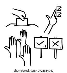 hand drawn doodle Simple Set of Voting Related Vector Line Icon isolated background