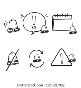 hand drawn doodle Simple Set of Notification Related Vector Line Icons. isolated