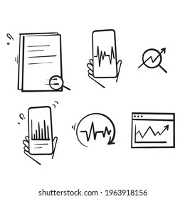 hand drawn doodle Simple Set of Data Analysis Related Vector Line Icons isolated