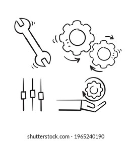 hand drawn doodle Simple Set of Setup and Settings Related Vector Line Icons isolated