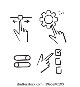 hand drawn doodle Simple Set of Setup and Settings Related Vector Line Icons isolated