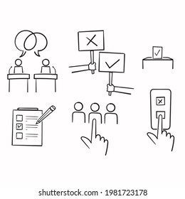 hand drawn doodle Simple Set of Voting Related Vector Line Icons illustration vector