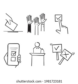 hand drawn doodle Simple Set of Voting Related Vector Line Icons illustration vector