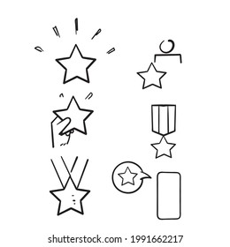 hand drawn doodle Simple Set of Star Related Vector Line Icons isolated