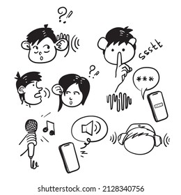 hand drawn doodle Simple Set of Voice Related illustration collection icon 