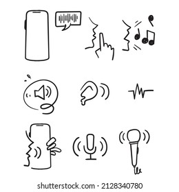 hand drawn doodle Simple Set of Voice Related illustration collection icon 