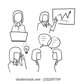 hand drawn doodle Simple Set of Business Woman Related vector drawing