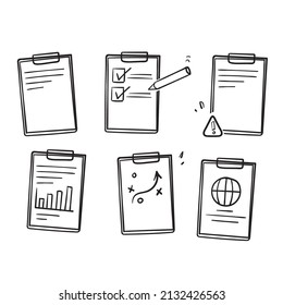 hand drawn doodle Simple Set of Clipboard Related vector drawing