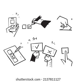 doodle dibujado a mano Simple Set de Votación vector de ilustración relacionado aislado