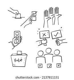 hand drawn doodle Simple Set of Voting Related illustration vector isolated