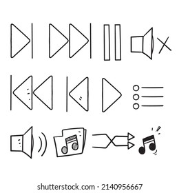 hand drawn doodle Simple Set of Music Controls Related illustration icon