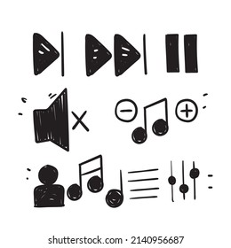 hand drawn doodle Simple Set of Music Controls Related illustration icon