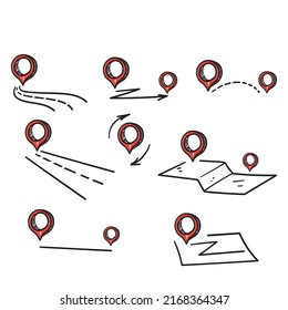 hand drawn doodle Simple Set of Route Related illustration