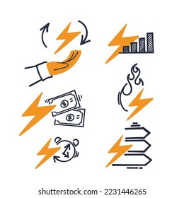 hand drawn doodle Simple Set of electric Energy Related illustration vector
