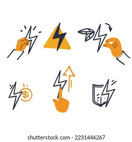 hand drawn doodle Simple Set of electric Energy Related illustration vector