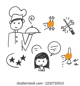 hand drawn doodle Simple Set of Service Related illustration vector