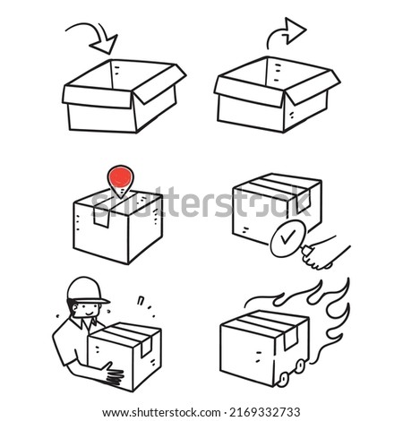 hand drawn doodle Simple Set of Shipping Related illustration
