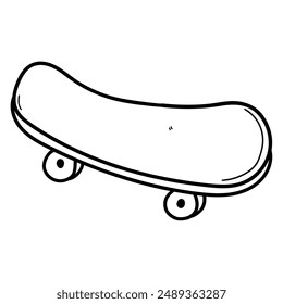 Hand drawn doodle skateboard isolated on white background. Vector illustration.