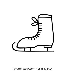 Hand drawn doodle skates isolated on white background. Vector flat illustration. Design for winter holiday cards, banners, posters, web design.