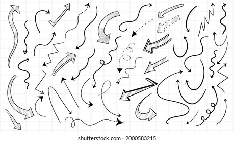 Handgezeichneter Doodle-Sketch-Pfeil-Set