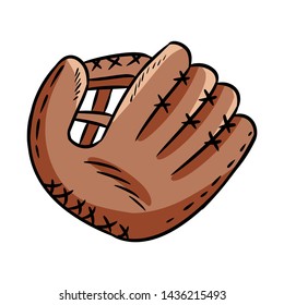 Hand drawn doodle sketch of baseball glove. Cartoon style drawing, for posters, decoration and print