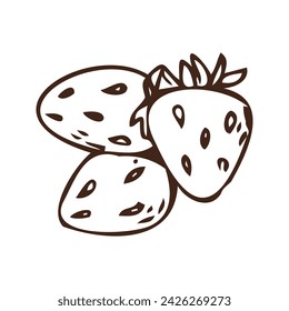 Hand drawn doodle sketch berry strawberry icon isolated. Vector illustration can used for wrapping paper, label, greeting card. Outline vector illustration for textile, fabric. 