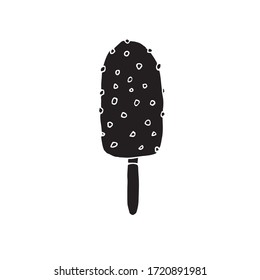 Hand drawn doodle sketch black eskimo ice cream isolated on white background