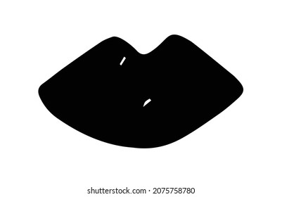 hand drawn doodle sketch black silhouette of a lips